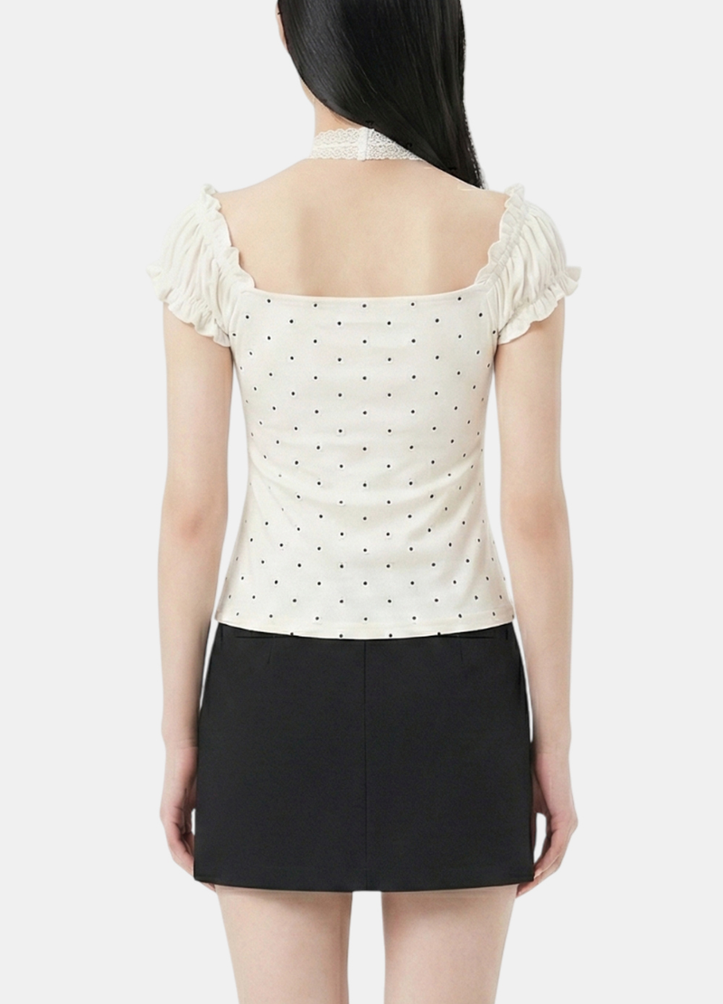 Elin Dot Frill Corset Blouse