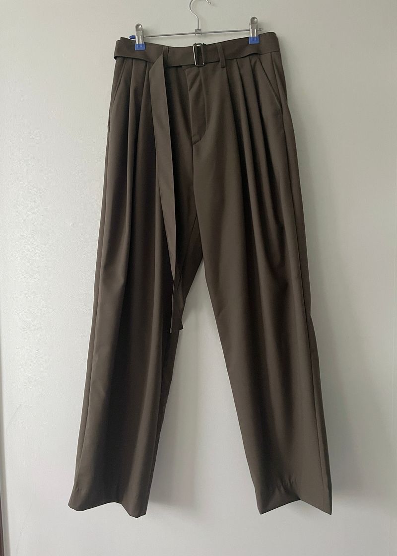 Pudding belt wide pants