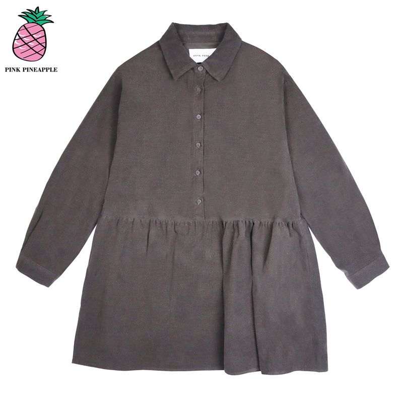 SHIRT WAISTED DRESS_BROWN