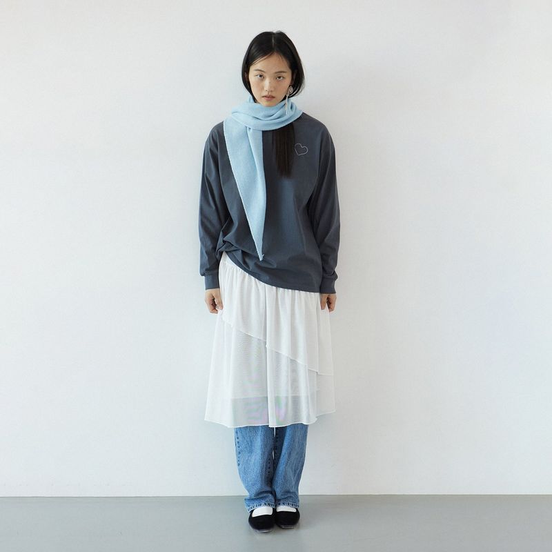 Mesh ruffle skirt_ivory