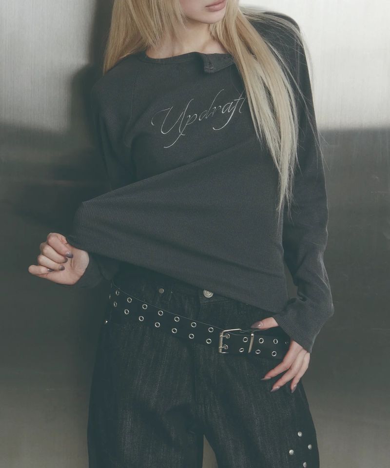 Pigment button henley long-sleeve [Grey]