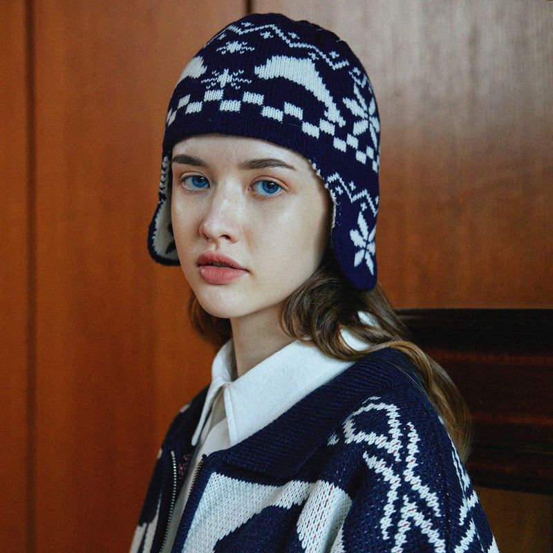 Dolphin nordic earflap knit beanie