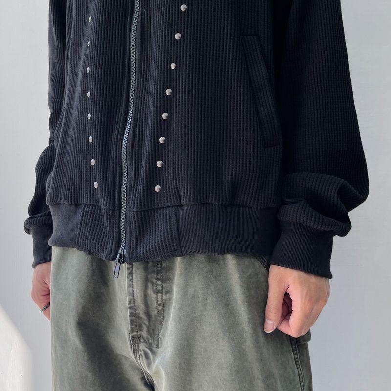 Vスタッズスタンドカラージップジャケット