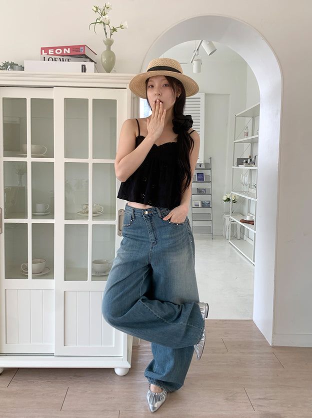 STUD BALLOON WIDE JEANS