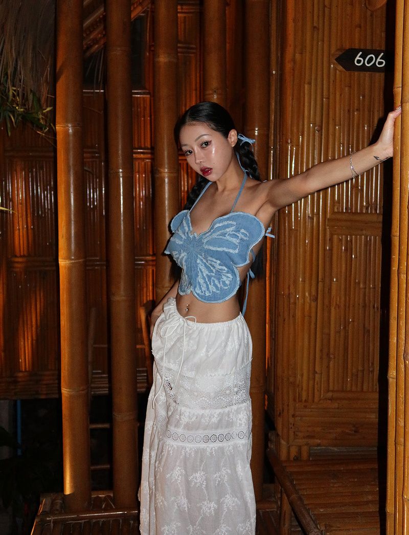 eyelet cancan maxi long skirt