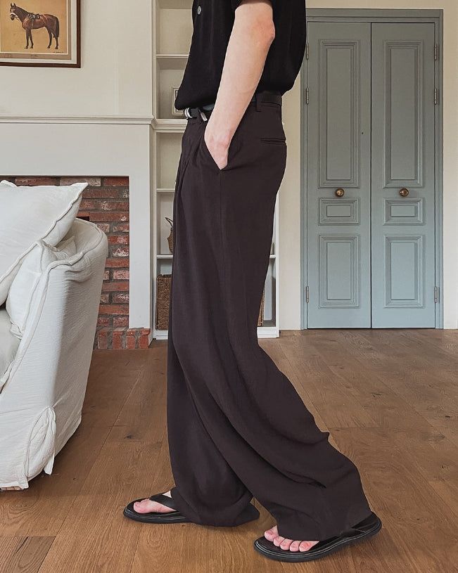 Royden Drape Two-Tuck Wide Slacks