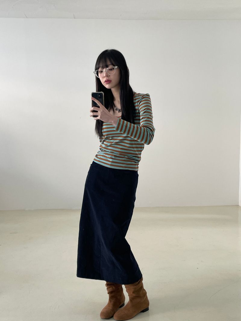 Remember corduroy long skirt 