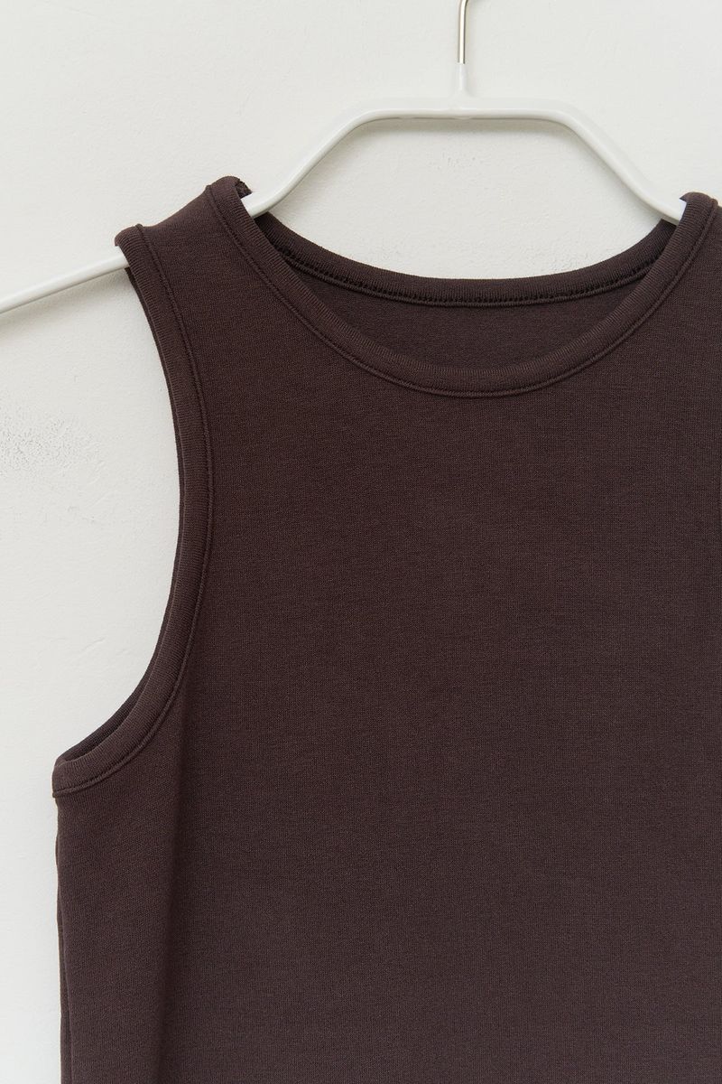 (W) Bean Ribbed Sleeveless