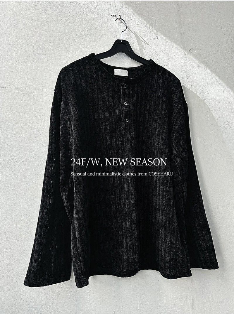 velia corduroy button henly-neck