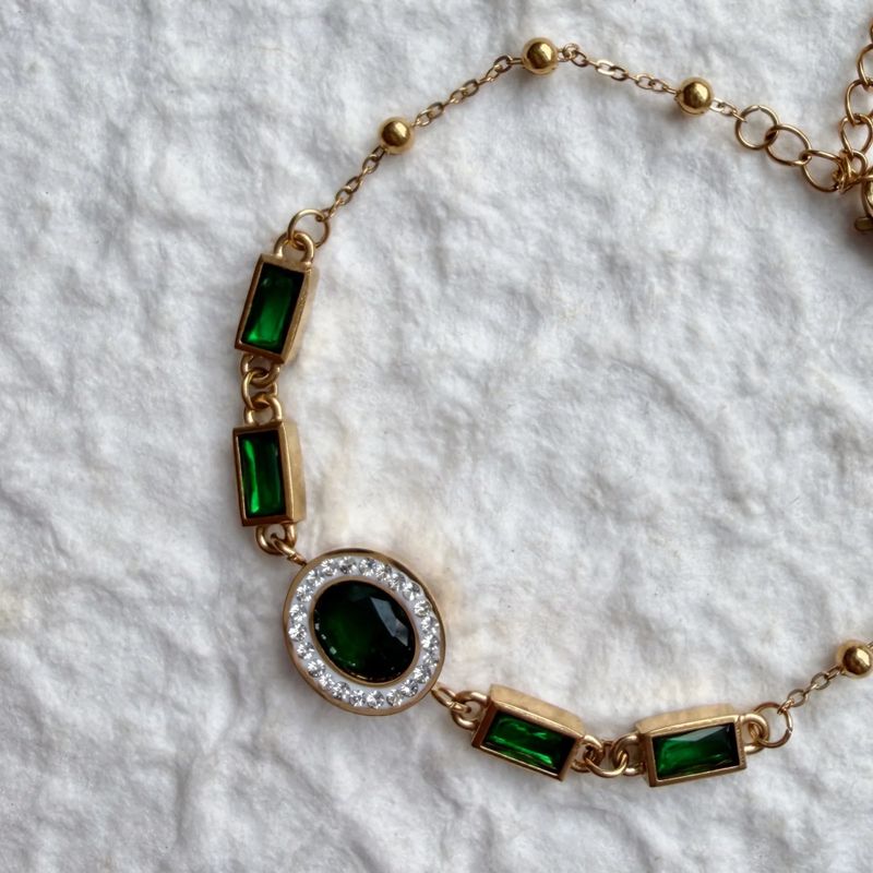 Green Gem Chain Bracelet