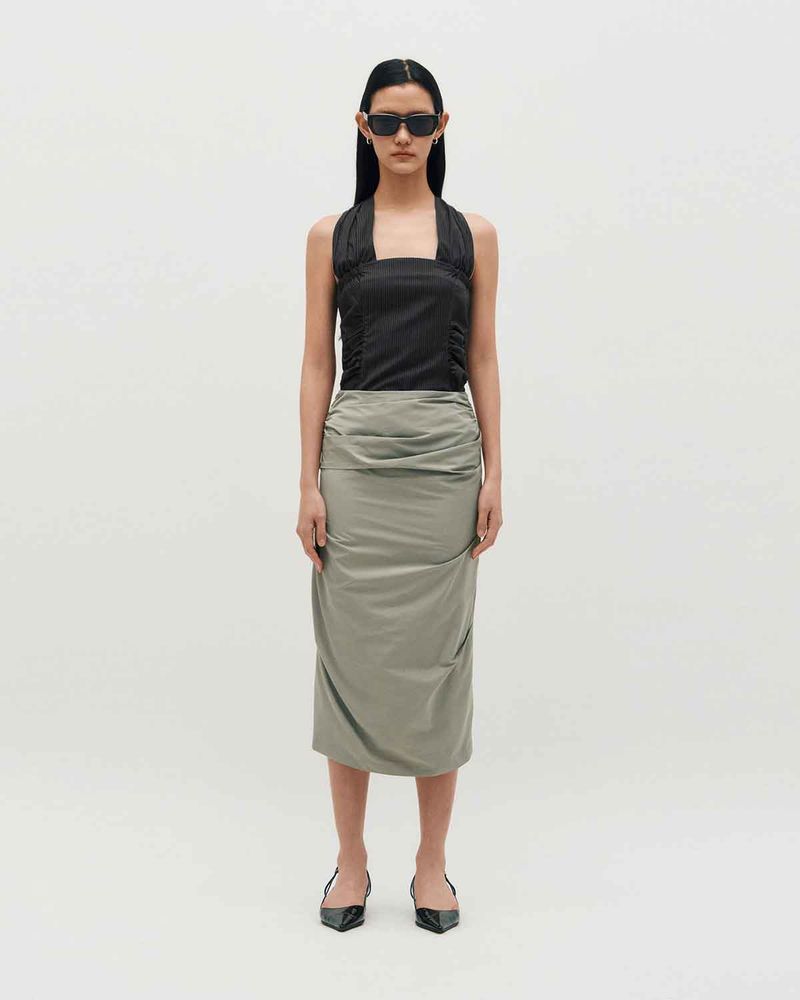 KIMZISU（キムジス）の「Draped Long Skirt _ GREY（Skirts）」
