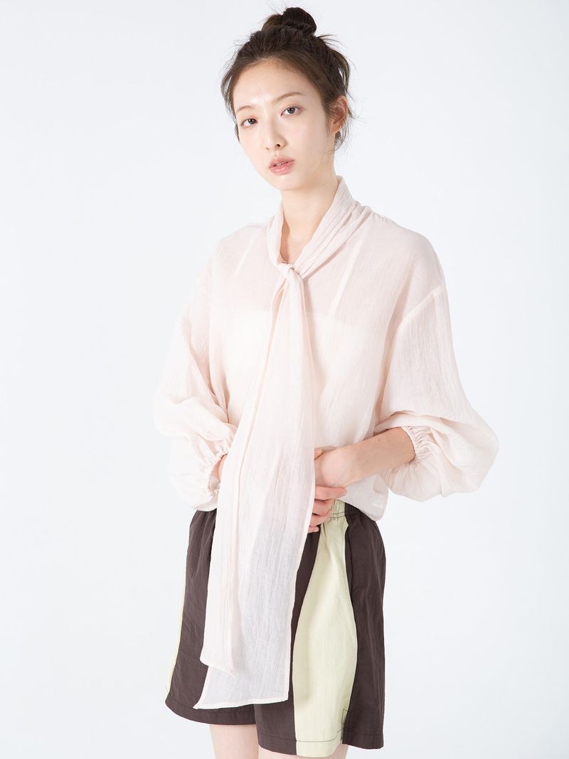 Ribbon Tie Blouse (Pink)