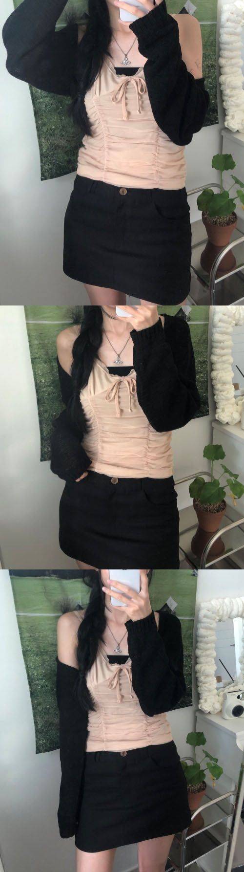 Lace shirring bustier (4 colors)