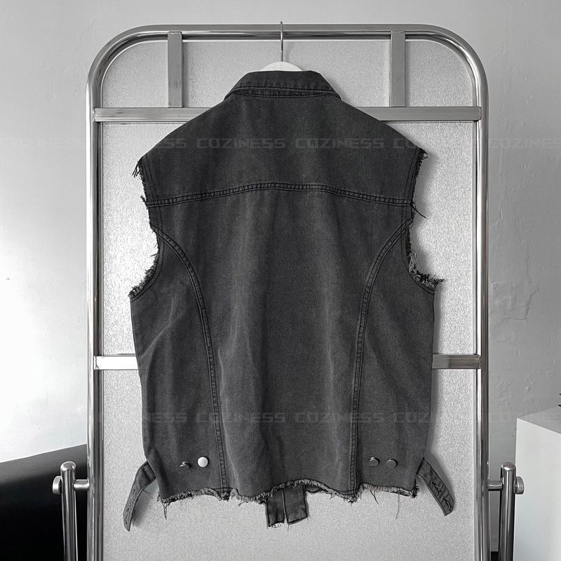 Black Jeans Denim Vest D725013534026
