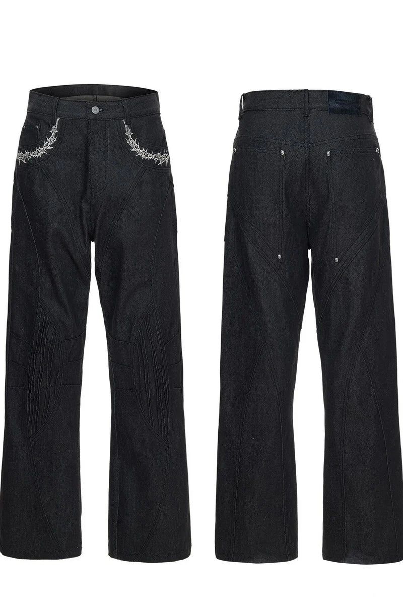 Argue Cultureの「Embroidered Flared Raw Jeans(Pants)」