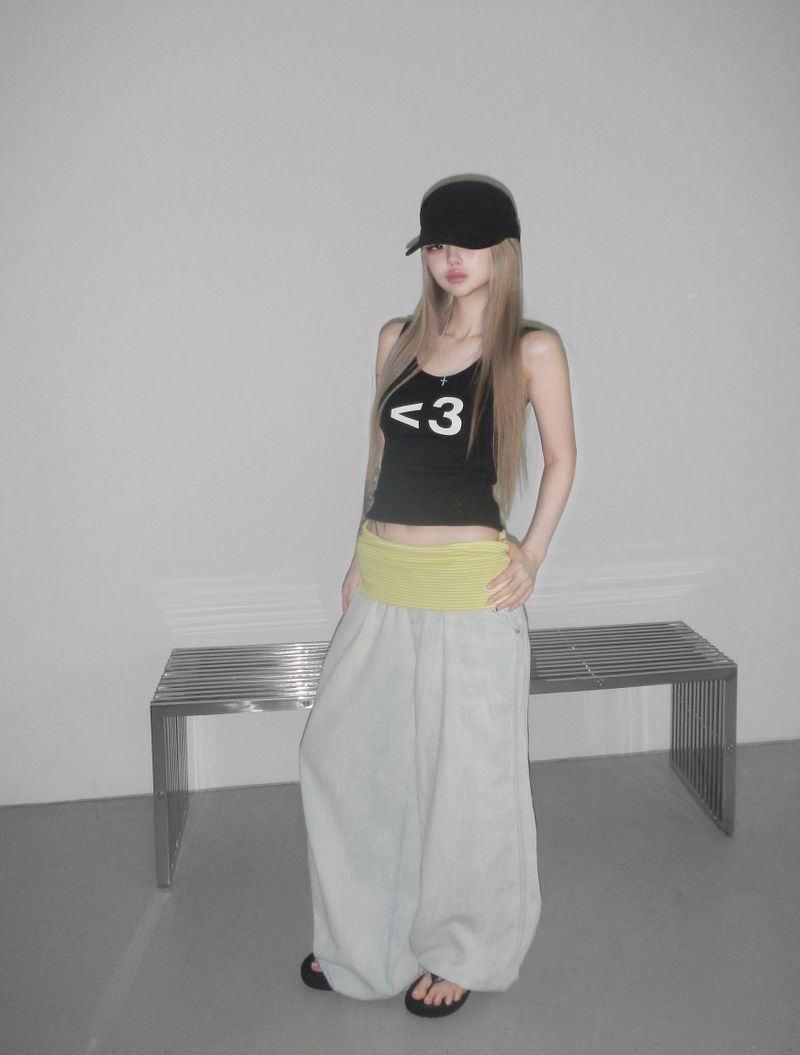 summer banding denim pt(2 color)