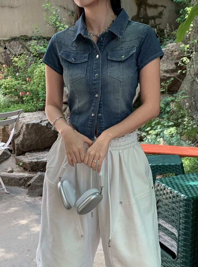 Our Washing Cropped Denim Shirt