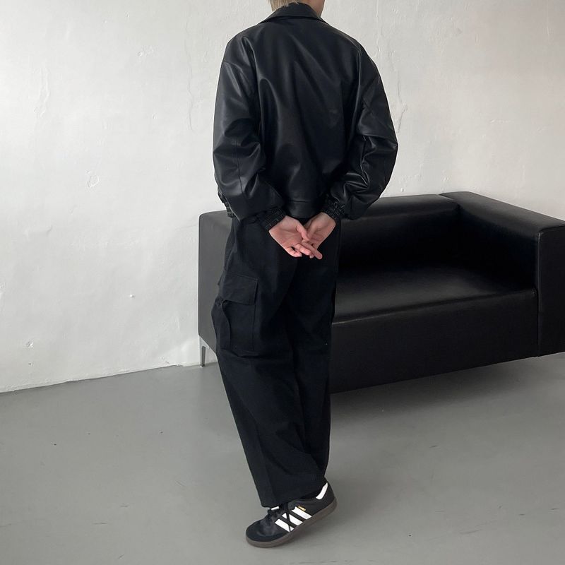 UI leather cropped jacket