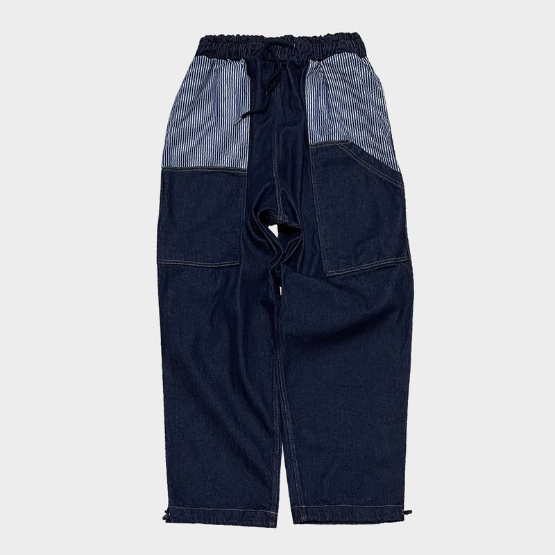 stripe patch denim pants_blue