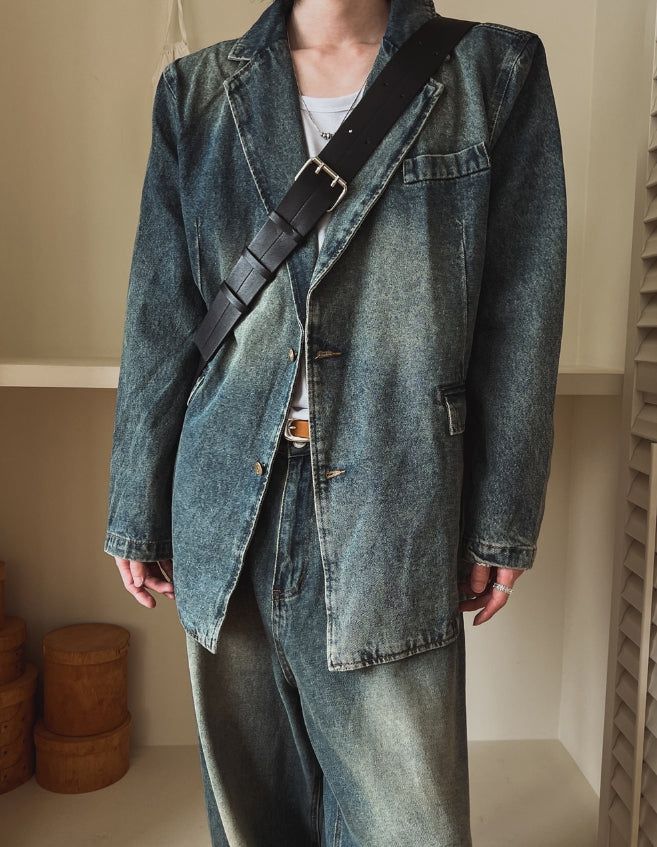 Muto Two Button Denim Blazer