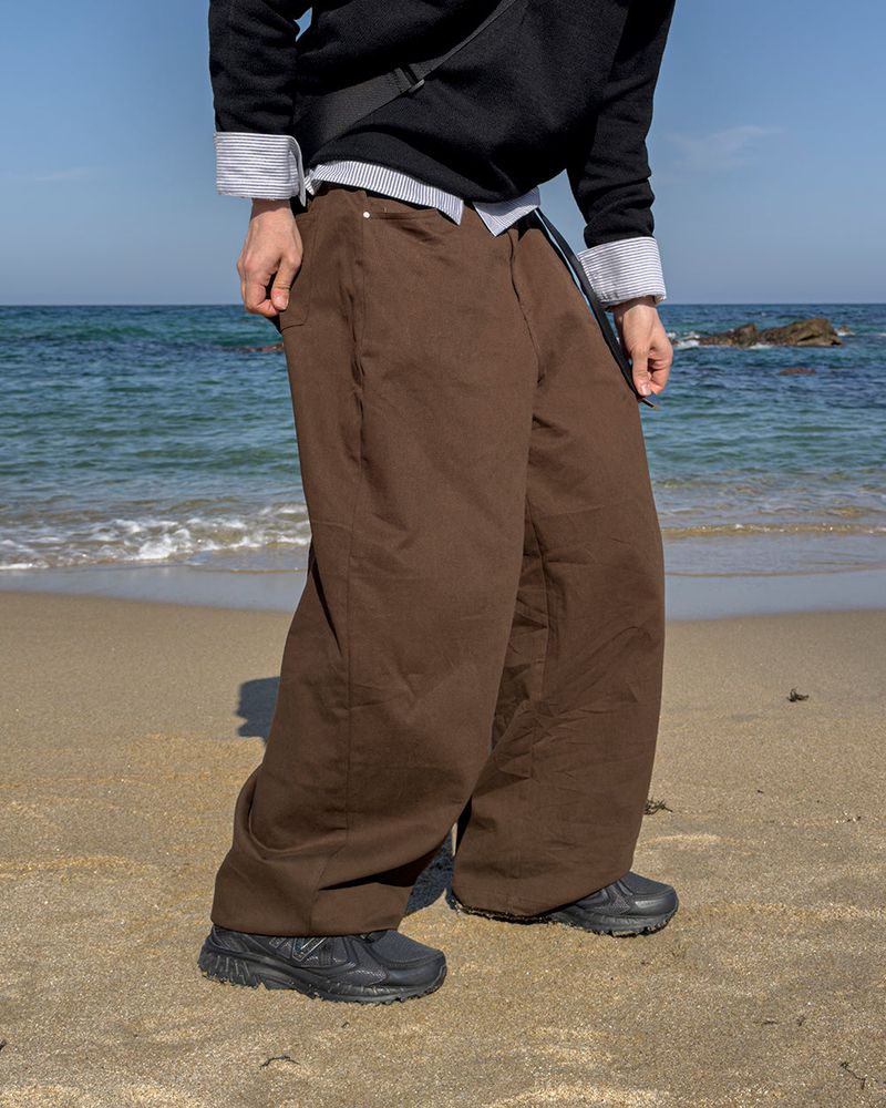 Bino Curved Wide Cotton Pants