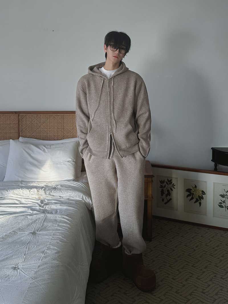 ASCLO Maison Knit Hood Zip Up & Pants (7color)