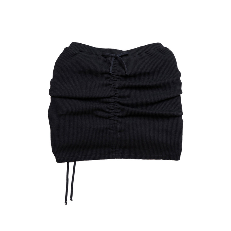 SHIRRING STRING SKIRT BLACK