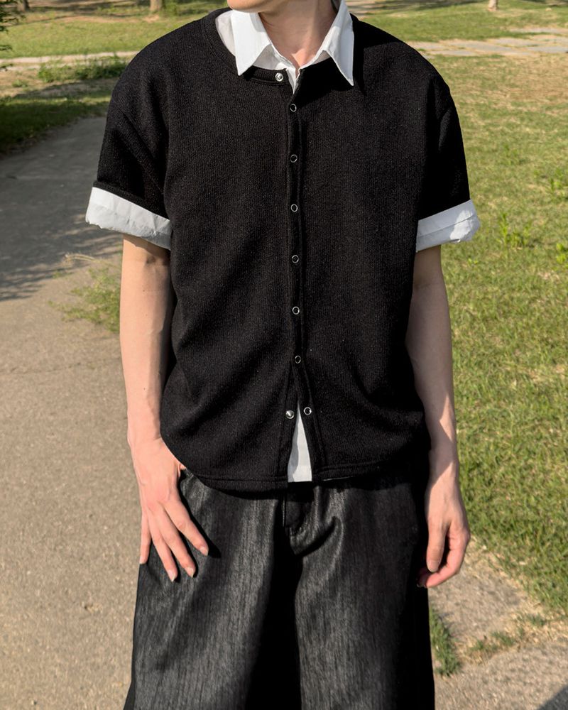 Ruric Rib Snap Half Sleeve Cardigan