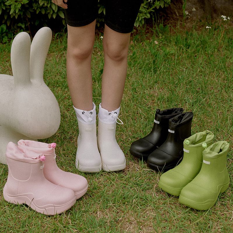  Ruby String Middle Rain Boots_R0007 (4Colors)