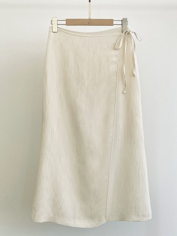 Core Wrinkle-Free Pleated Wrap Long Skirt