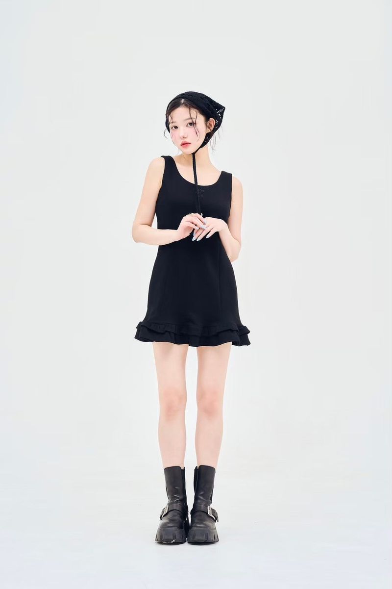 stretch ruffle dress