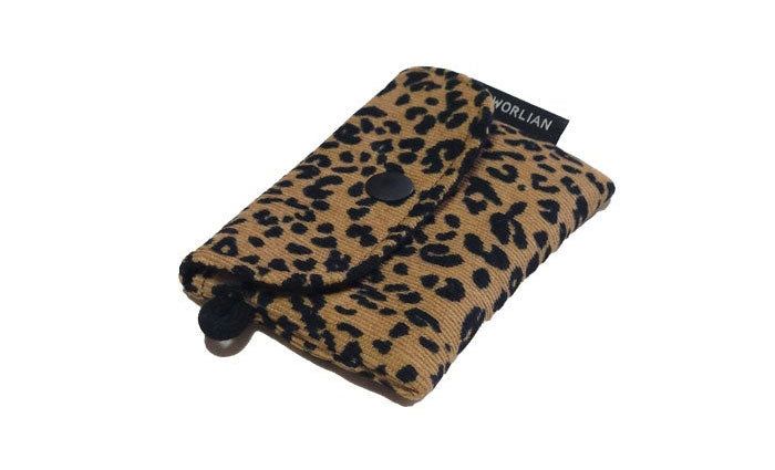 Simple Card wallet _Leopard Corduroy Camel
