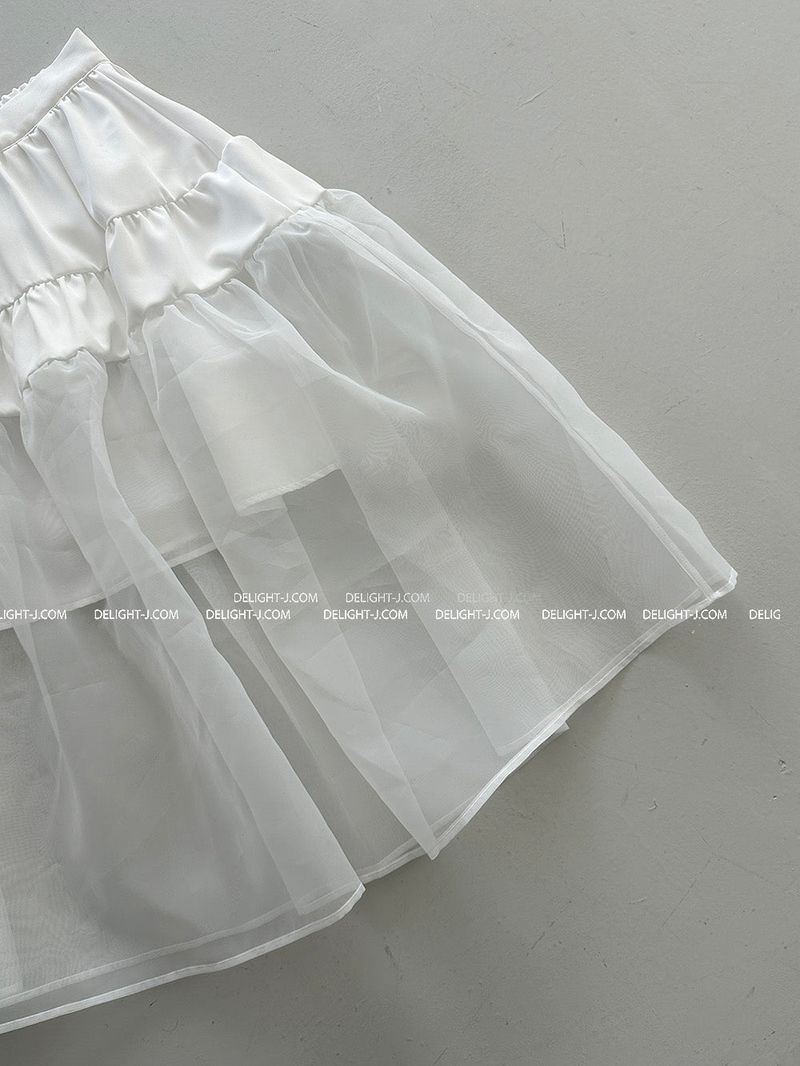 cancan frill see-through see-through long skirt