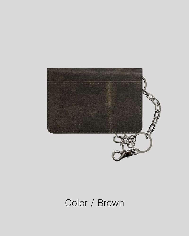 Vintage leather key ring wallet