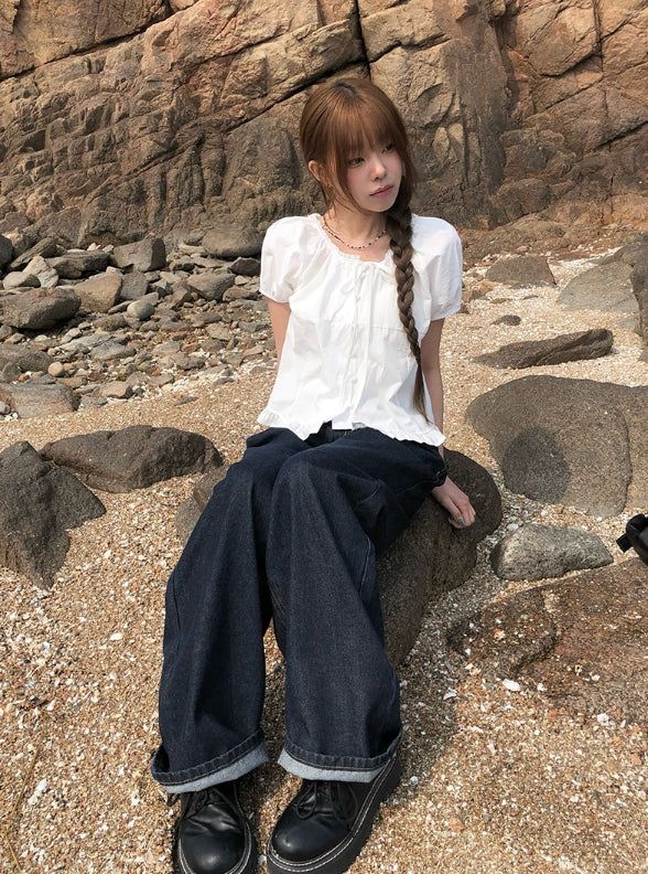 Ens Back Adjust Pocket Wide Raw Denim Pants