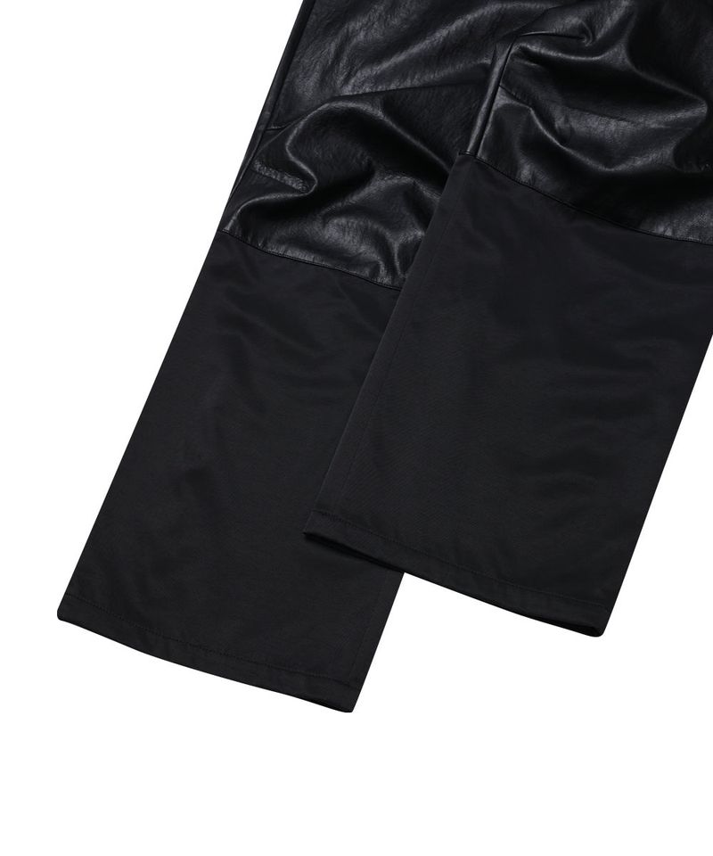 FAUX LEATHER WIDE PANTS_BLACK
