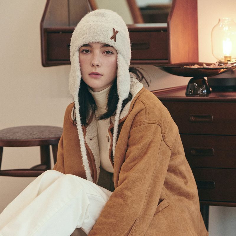 VA Patch Fly Knit Beanie / Cream