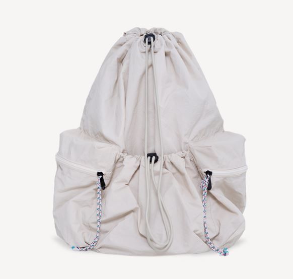 DRAWSTRING NYLON BACKPACK CREAM BEIGE