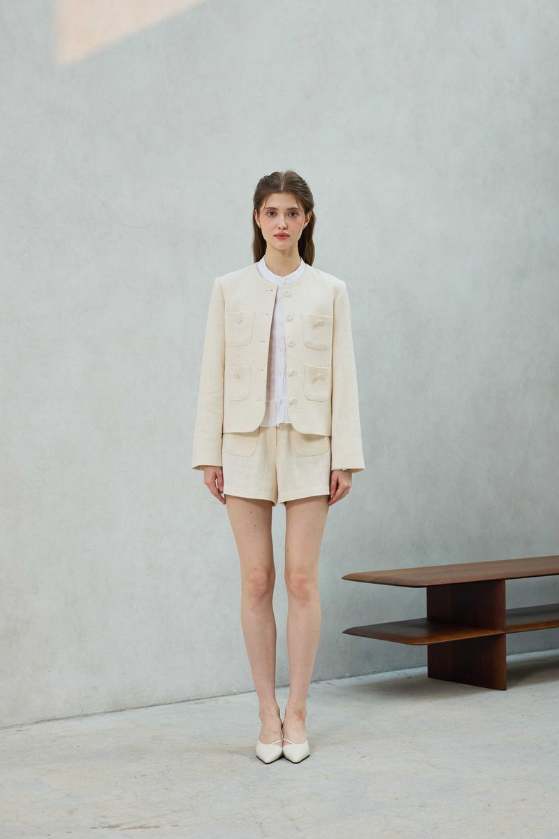 CHERISH TWEED SHORTS PANTS / WHITE
