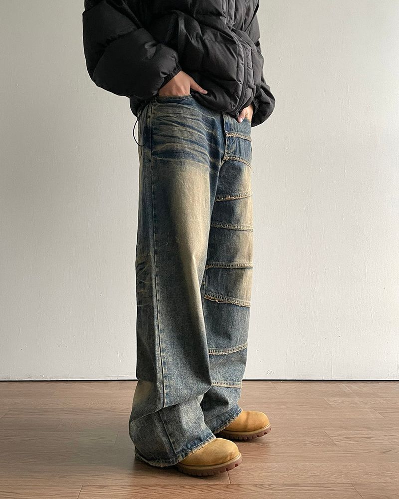 Unbalanced Cutting Denim Pants