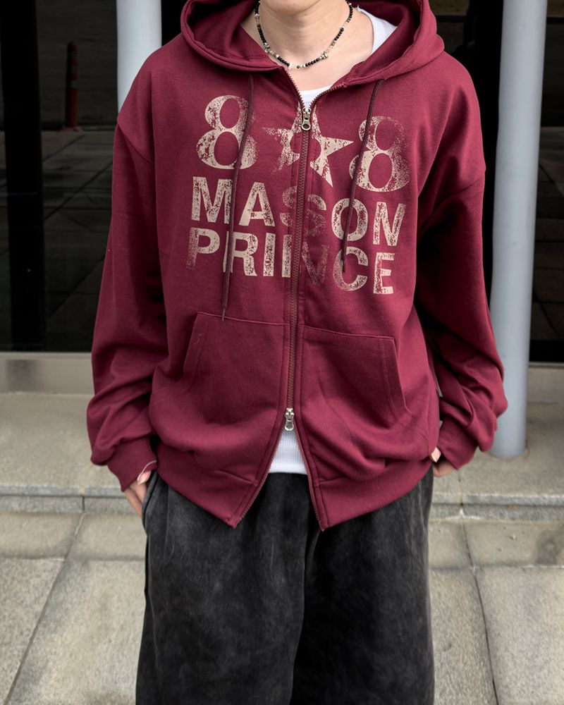 Dakel Vintage Graphic Zip-Up Hoodie