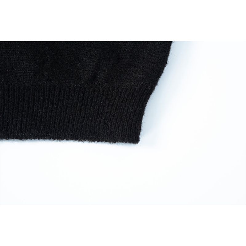 CABLE BOAT NECK KNIT-BLACK