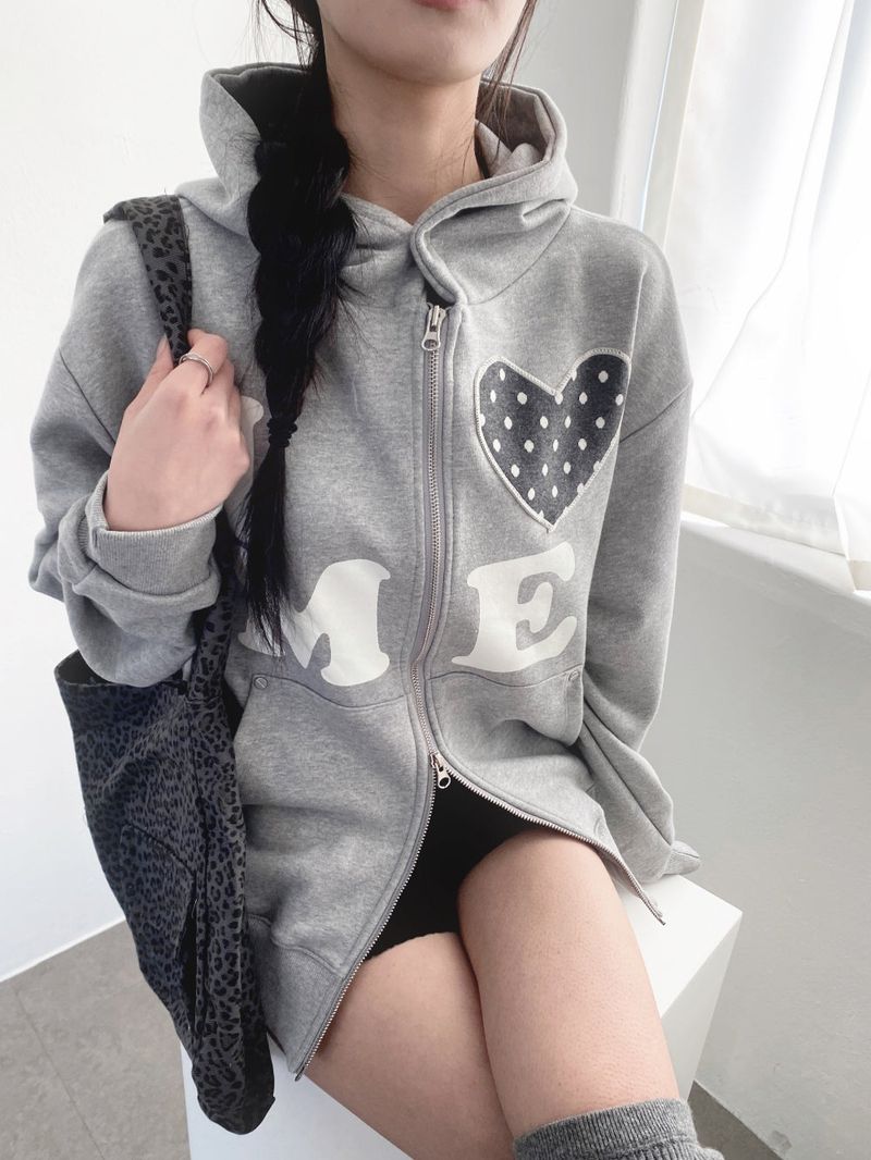 Love me!♥ hood zip-up (2color)