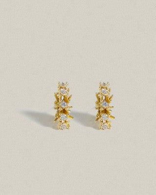 Flowery Wave White Stone Post Gold