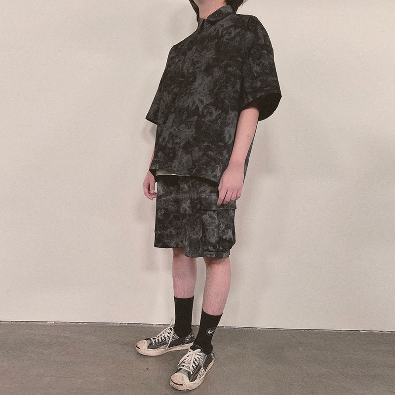 tie-dye half sleeve shirt_black