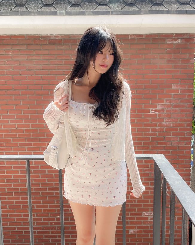 Summer Punching Ruffle Crop Cardigan