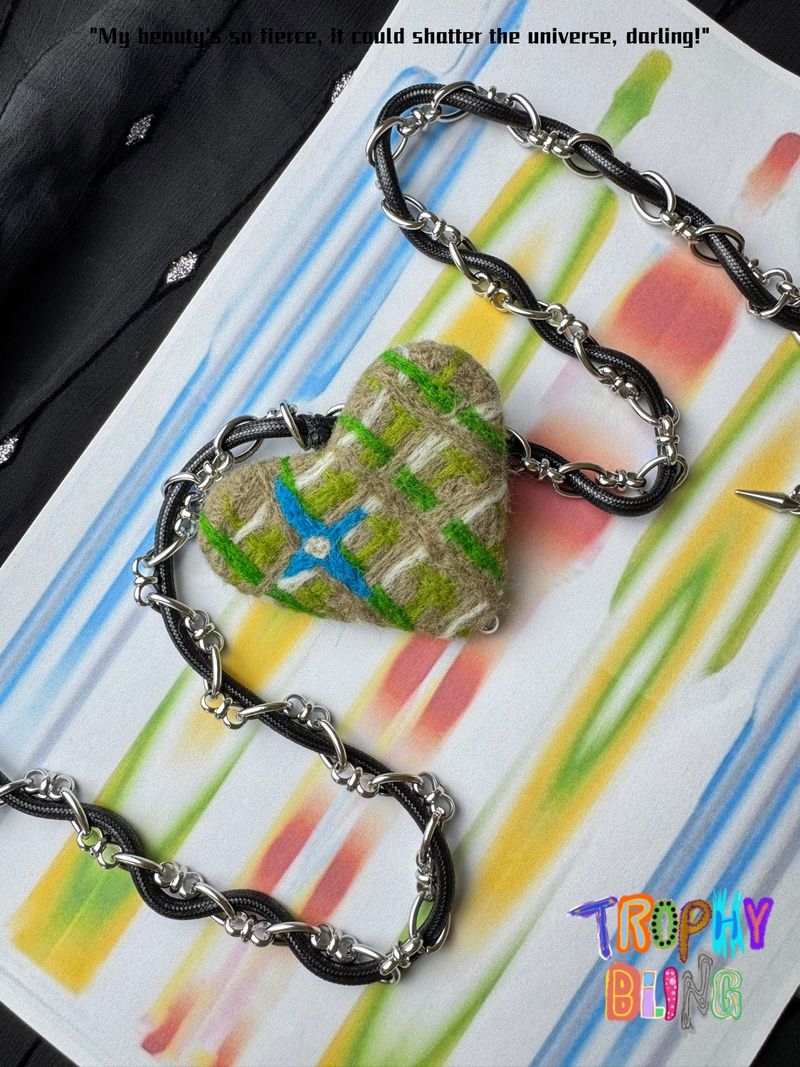 Felt Heart Long Chain Necklace