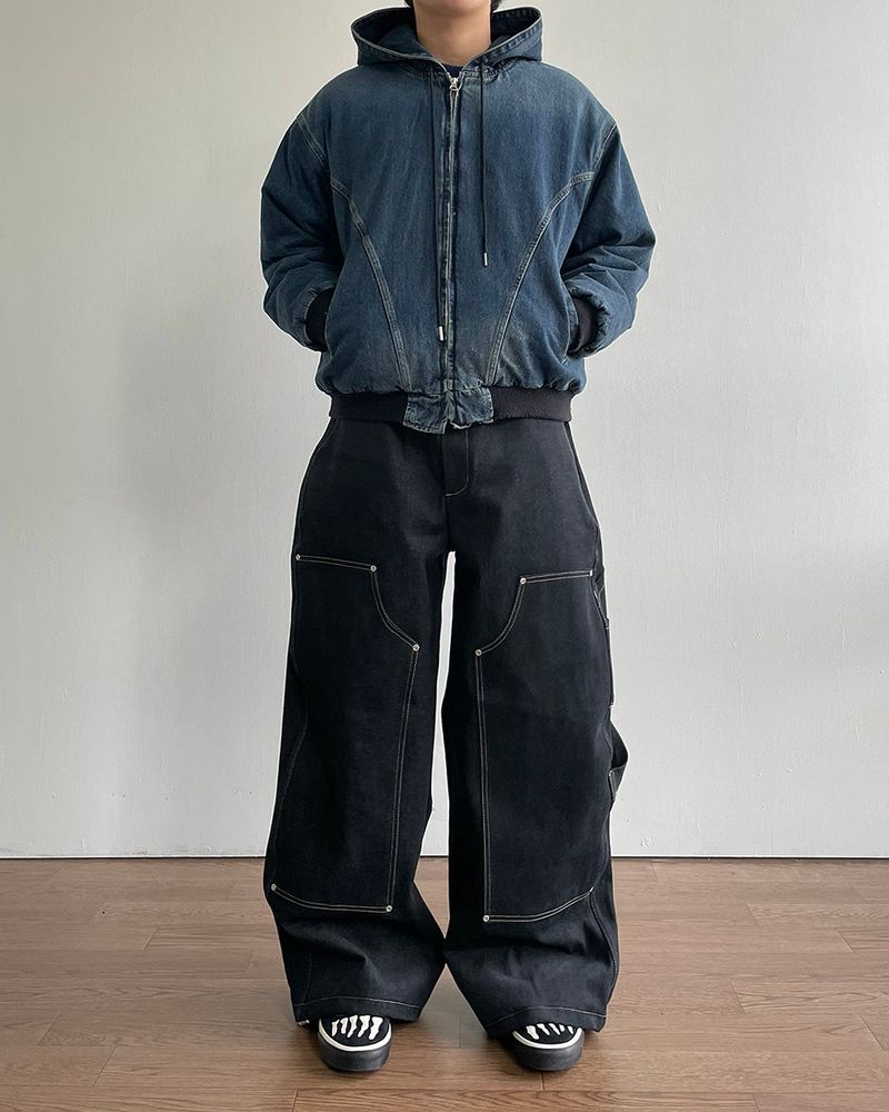 Road napping denim pants