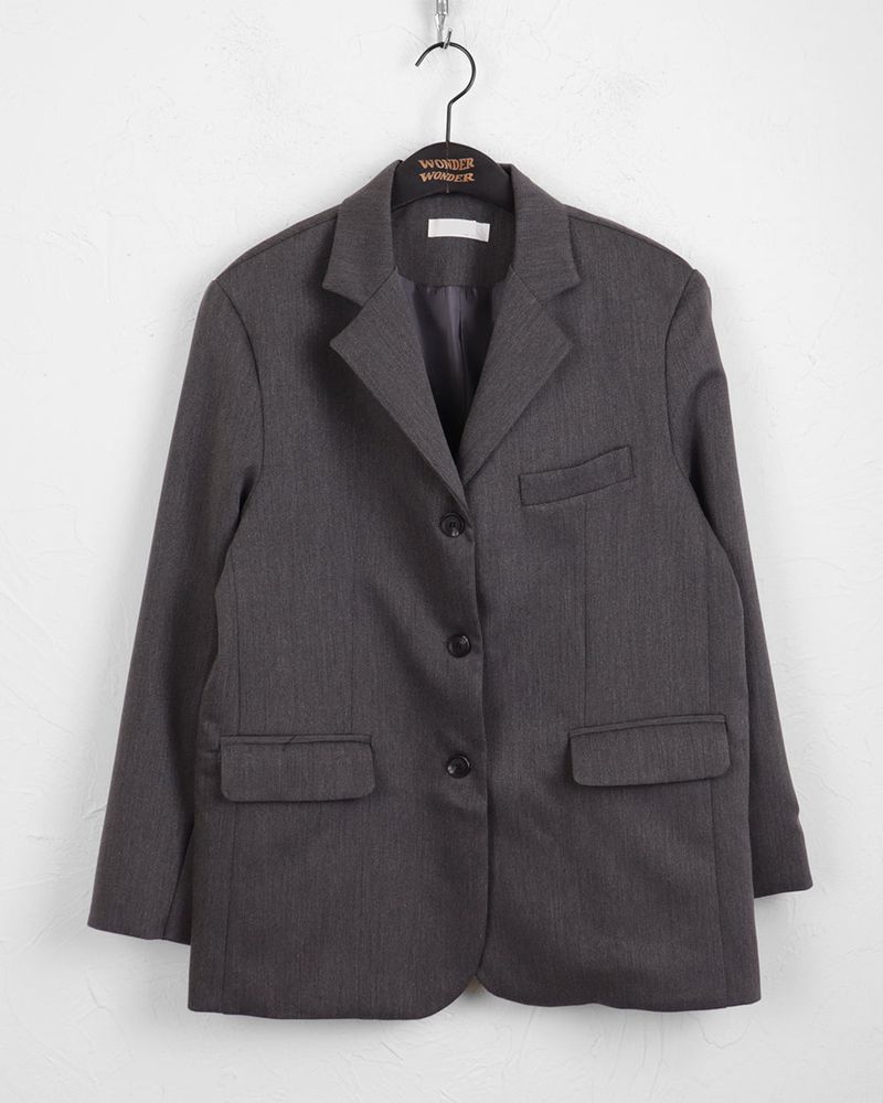 Tebi Basic Boxy Overfit Minimal Blazer Jacket