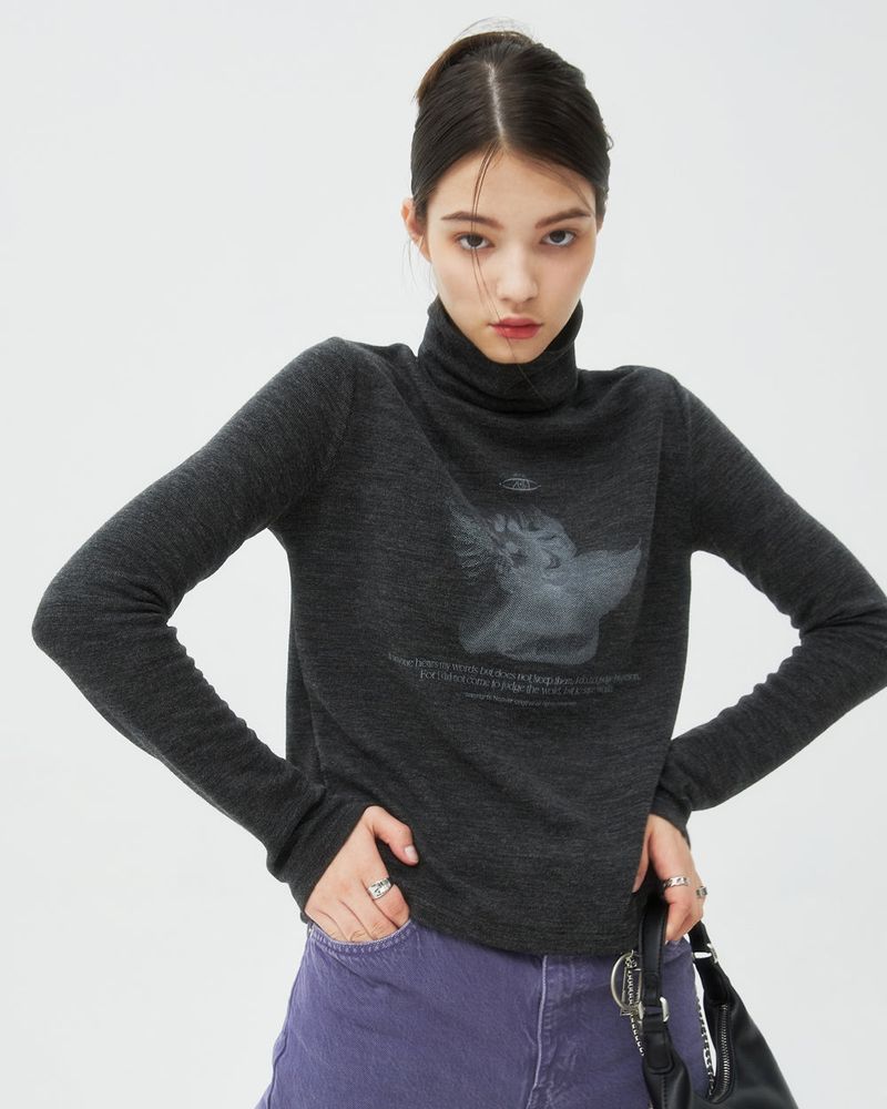PLASTER CAST TURTLENECK KNIT-BLACK